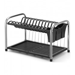 Escorredor Para Louças Gaivota Duplo Para Copos E Talheres Cromado Com Preto